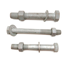 Factory Cheap HDG carbon steel Step hex head bolts and nuts grade 8.8 Dimensions Hot-Dip Galvanizing Hdg for power